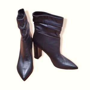 Mark Fisher Black Leather Unana Pointy Toe Heeled Boots
